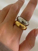 2-Piece 18K Gold-Plated Stainless Dome Band Rings Fashion Jewelry