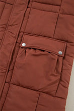 Pocketed Bubble Texture Long Sleeve Longline Winter Coat Woman Outerwear