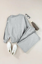 Side Striped Round Neck Top and Pants Active Set Woman Activewear