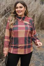 Plus Size Plaid Cowl Neck Long Sleeve Sweatshirt Woman Sweatshirts