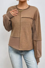 Exposed Seam Round Neck Long Sleeve Sweatshirt Woman Sweatshirts