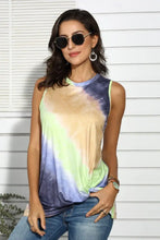 Shiny Tie-Dye Round Neck Tank Chartreuse Tanks & Camis
