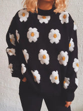 Flower Round Neck Long Sleeve Sweater Sweater Pullovers