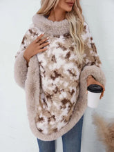 Furry Contrast Three-Quarter Poncho Woman Outerwear