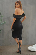 Off-Shoulder Zip-Back Slit Dress Cocktail Dress