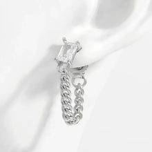 925 Sterling Silver Zircon Chain Earrings Silver One Size Earrings