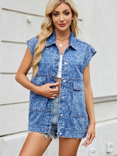 Leopard Button Up Cap Sleeve Denim Jacket Medium Woman Outerwear