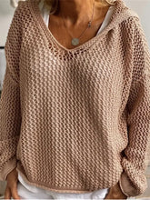 Openwork Hooded Long Sleeve Sweater Sweater Pullovers