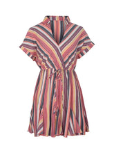 Striped Surplice Short Sleeve Dress Casual Dresses