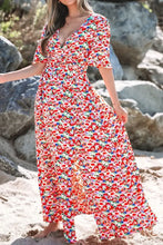 Floral Half Sleeve Deep V Neck Cutout Back Maxi Dress Woman Maxi Dress