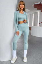 Tank Cropped Active Top and Pants Set Pastel Blue Woman Activewear