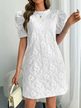 Round Neck Puff Short Sleeve Mini Dress Woman Dress