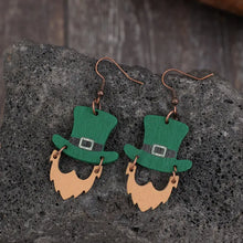 Wooden Hat Shape Dangle Earrings Green One Size Earrings