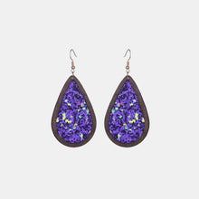 Sequin Wood Teardrop Earrings Violet One Size Earrings
