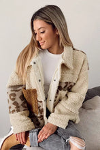 Pocketed Leopard Collared Neck Sherpa Jacket Woman Outerwear