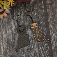 Alloy Hook Wooden Cat Earrings Earrings