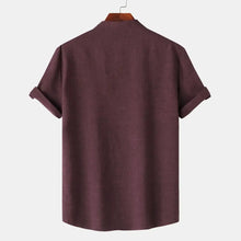 Men's Casual Mandarin Collar Short Sleeve Henley Shirt Mens Tops
