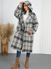 Plaid Double-Breasted Long Sleeve Longline Coat Woman Outerwear