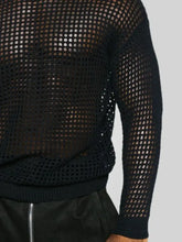 Men's Full Size Hollow Out Round Neck Long Sleeve Top Plus Size Mens Tops