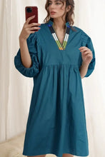 Loose Fit Puff Sleeve Mini Dress Woman Casual Dress