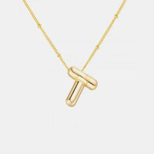 Gold-Plated Bubble Initial Necklace Style T One Size Necklaces