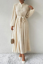 Honey Tied Button Up Balloon Sleeve Dress Maxi Dresses