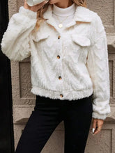 Button Up Long Sleeve Fuzzy Outerwear Woman Outerwear