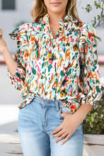 Printed Notched Neck Blouse Woman Blouses