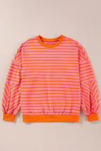 Striped Dropped Shoulder Long Sleeve Sweatshirt Strawberry Woman Sweatshirts
