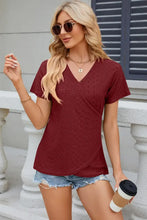 Eyelet Surplice Short Sleeve T-Shirt Woman T Shirts