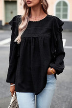 Devine Ruffle Trim Balloon Sleeve Blouse Woman Blouses