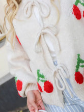 Tied Cherry Round Neck Long Sleeve Cardigan Woman Outerwear