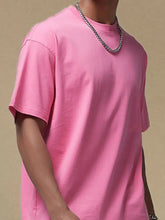 Men's Oversized Lightweight Round Neck T-Shirt Dusty Pink Mens Tops