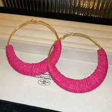Alloy Grass Vine Hoop Earrings Hot Pink One Size Earrings
