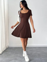 Scoop Neck Short Sleeve Mini Tee Dress with Shorts Casual Dresses