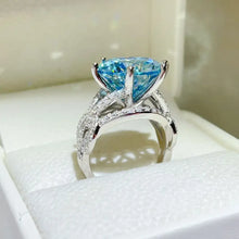 10 Carat Moissanite 925 Sterling Silver Ring Pastel Blue Fine Jewelry