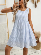 Plaid Round Neck Sleeveless Mini Dress Casual Dresses