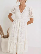 Lace V-Neck Short Sleeve Dress Casual Dresses