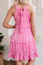 Tied Back Ruffled Layered Sleeveless Mini Dress Woman Casual Dress
