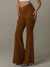 High Waist Flare Pants with Buckle Belt Woman Pants