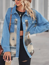 Geometric Raw Hem Button Up Denim Jacket Woman Outerwear