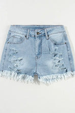 Distressed Raw Hem High Waist Denim Shorts Denim Shorts