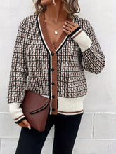 Plaid V-Neck Button Up Cardigan Woman Outerwear