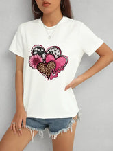 Heart Round Neck Short Sleeve T-Shirt Woman T Shirts