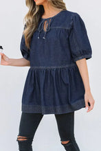 Tie Neck Babydoll Denim Top Woman Denim Tops