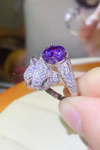 2 Carat Moissanite Adjustable Animal Bypass Ring Purple One Size Rings