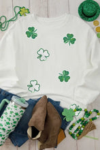 Sequin Lucky Clover Round Neck Long Sleeve Sweatshirt Woman Sweatshirts