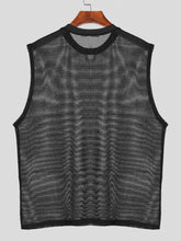 Men's Full Size Openwork Round Neck Tank Plus Size Mens Tops