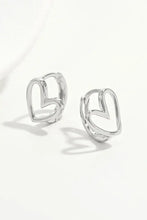 925 Sterling Silver Heart Shape Earrings Silver One Size Earrings