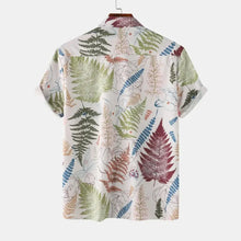 Men's Tropical Fern Print Short Sleeve Button-Up Shirt Mens Tops
